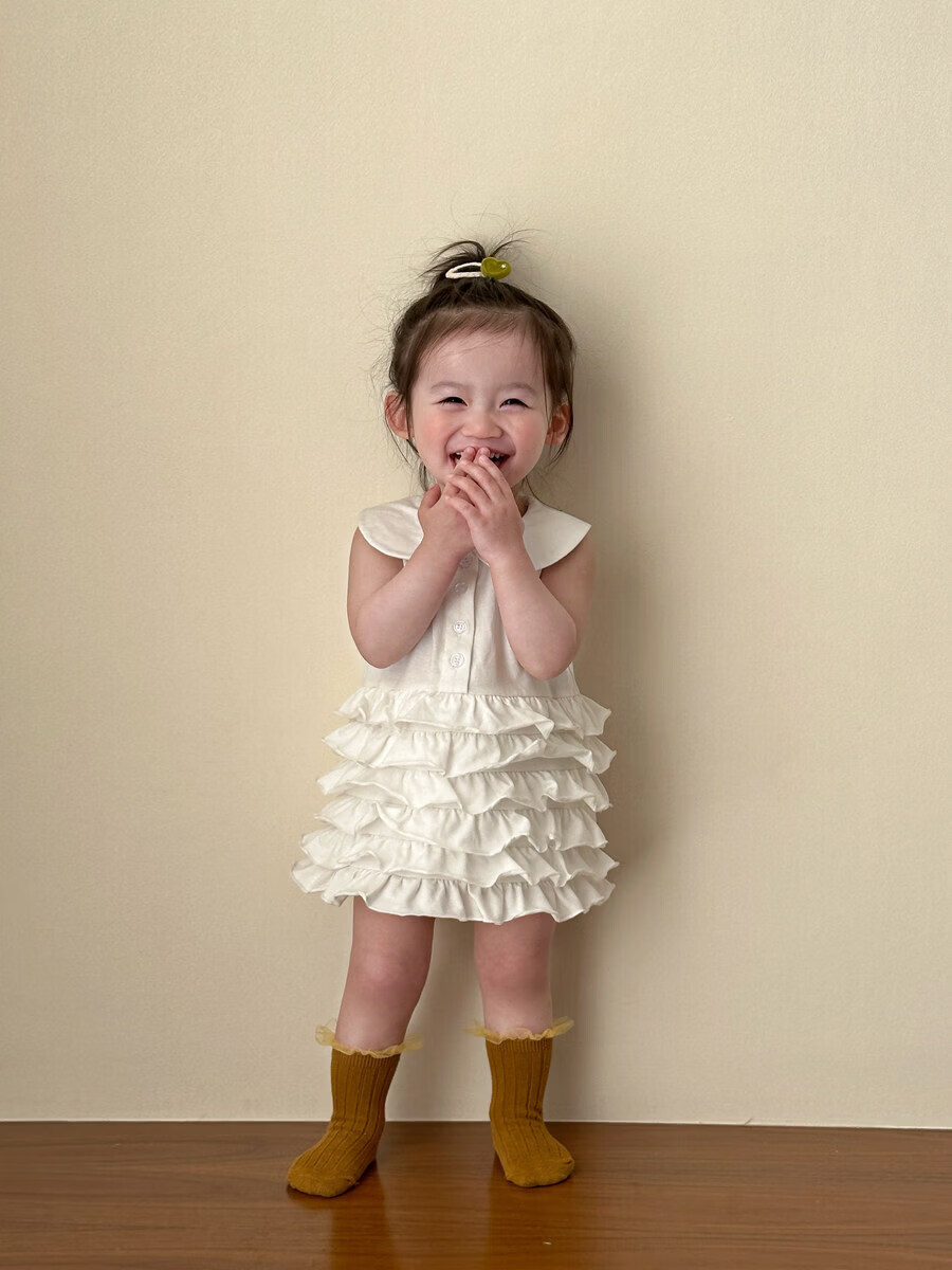 FADOBABY Girls Summer Dress New Baby Princess Doll Collar Cake Dress Children's Sleeveless Dress 5